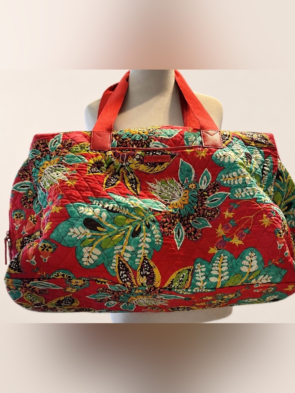 Vera Bradley Red Quilted Floral Weekender Bag